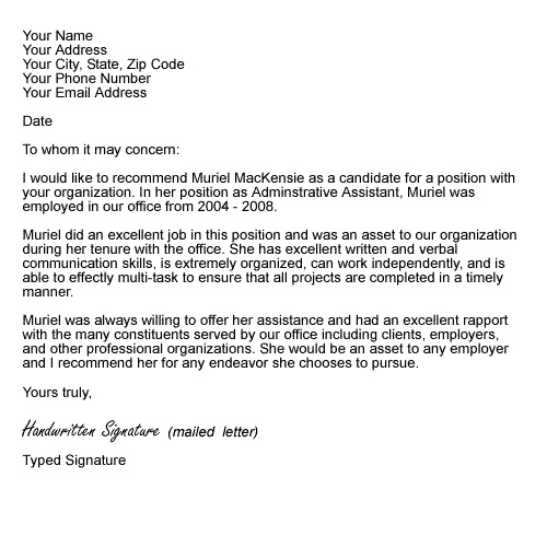 letter of recommendation for your boss sample
